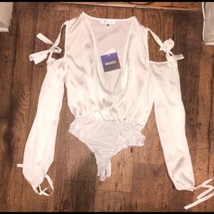 Missguided white satin top